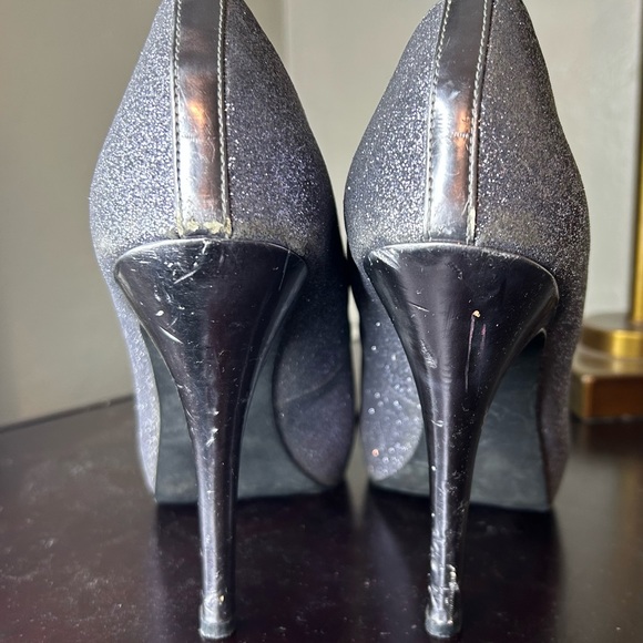Metallic silver  open toe high heels 9 - Picture 5 of 7